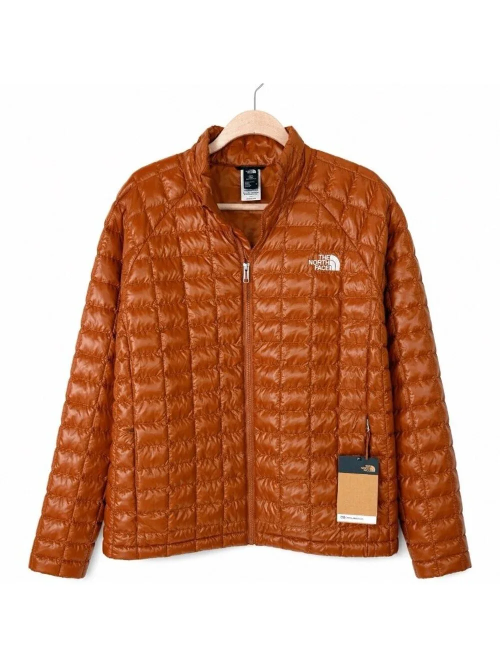 North Face ThermoBall Jacket Men L Burnt Umber Puffer Quilted $200 Flaw
